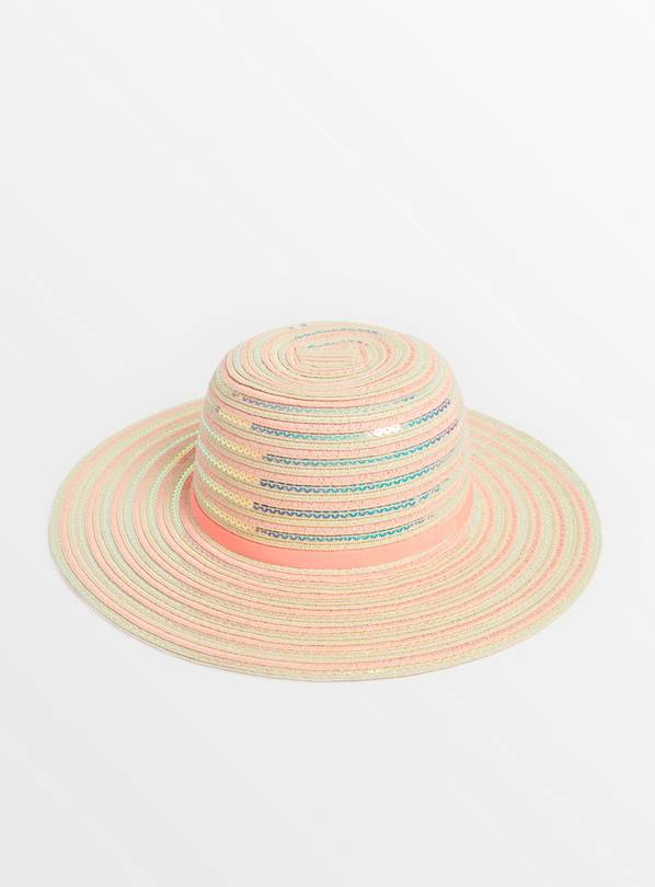 Coral Shimmer Floppy Sun Hat 6-9 years
